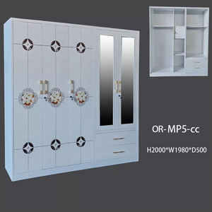 モダンな5ドアガラスワードローブ2ミラードア2調節可能引き出し大容量収納寝室用リビングルーム家庭用家具 - Product Image 2