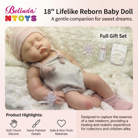 Poupées reborn en silicone intégral Belinda de 18 pouces, kit cadeau, poupées réalistes, jouets pour bébés, poupées réalistes en silicone souple, ensemble de poupées nouveau-nés