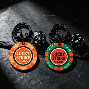 Porte-clés promotionnel <span class=keywords><strong>en</strong></span> céramique <span class=keywords><strong>en</strong></span> forme de jeton de <span class=keywords><strong>poker</strong></span>, porte-clés porte-bonheur de casino, souvenir, avec pendentif dés, cadeau - Product Image 1