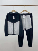 Ensemble de survêtements en molleton technique pour homme, avec sweat à capuche à col extra large, en coton tissé uni, écologique, imprimé par transfert thermique, idéal pour l'hiver