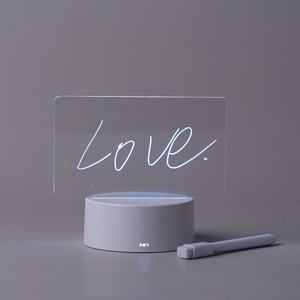 Cadeau créatif, tableau lumineux 3D en acrylique transparent réinscriptible avec base en bois, stylo inclus, pour messages et notes - Product Image 2