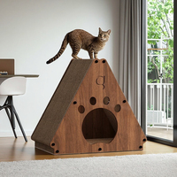 Griffoir pour chat triangulaire moderne en carton écologique multicouche haute densité, résistant à l'usure, 2,5 kg, pour l'intérieur