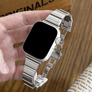 Correa de reloj inteligente delgada para mujer Upro, con hebilla de mariposa de una sola pieza, correa de acero inoxidable para Apple Watch 4/5/6/7/9 Ultra - Product Image 2