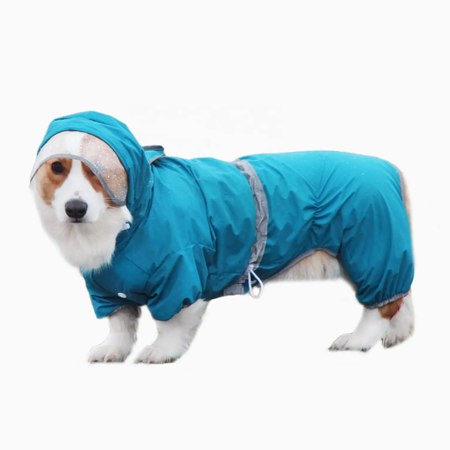 Accesorios de ropa para mascotas, mono de cuerpo completo impermeable con capucha para perro Corgi Dachshund, patas cortas