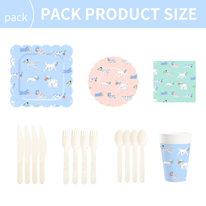 Platos y Servilletas para Perros DAMAI, Artículos para Fiestas, Decoraciones con Temática Canina, Juego de Vajilla Azul para Cachorros, Juego de Vajilla Desechable - Product Image 6