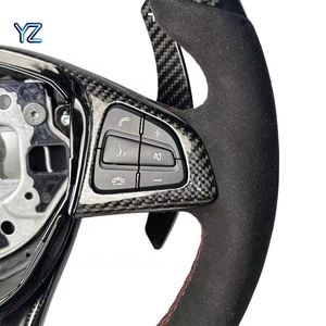 Volant en cuir Alcantara et fibre de carbone personnalisé YZ pour Mercedes Benz <span class=keywords><strong>AMG</strong></span> A45 C63 E63 S63 G63 CLA CLS <span class=keywords><strong>GLA</strong></span> GLC W204 W205 W222 - Product Image 2