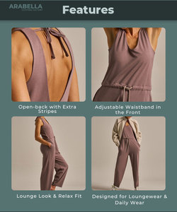 Arabella 2025 Custom Logo Athleisure Bodysuit Plus Size Mujer Bamboo Activewear Personalizable One Piece Sports Jumpsuit - Product Image 3