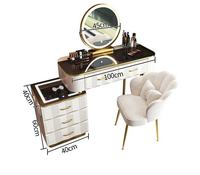 Table de toilette moderne à succès, coiffeuse intelligente avec miroir LED éclairé et recharge sans fil pour la chambre à coucher, vente en gros