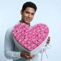 Ramo de Flores Eternas con Logotipo Personalizado para Regalo del Día de San Valentín, Rosas Preservadas y Estabilizadas en Caja Redonda, Cuadrada o en Forma de Corazón