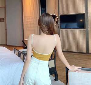 <span class=keywords><strong>Top</strong></span> court dos nu noir pour femme, Camisole dos nu, mode décontractée, <span class=keywords><strong>Top</strong></span> tubulaire, sans manches, gilet court, Sexy, débardeur, soutien-gorge - Product Image 5