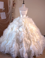 Robes de mariée LY-WD1402, corsets de mariée, robes de bal en tulle, robes bouffantes avec de grandes fleurs roses, robe de mariée pour les mariées, style unique