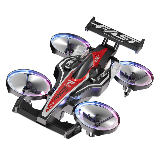 2 in 1 Modes RC Quadcopter Toy 2.4GHz Remote Control Drift Car 360 Stunt Flip Circling RC Drone & Ground Racer with Lighting