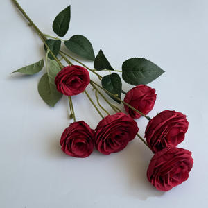 Flores Artificiales de Seda Plástica en Relieve de la Serie Roja, Decoración de Flores Artificiales para Hoteles, Arreglo de Peonías, Rosas e Hortensias para Bodas - Product Image 3