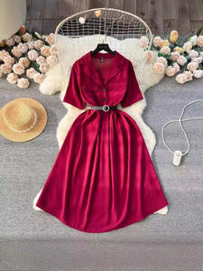 เดรสแขนสั้นคอวีปกติสไตล์ฝรั่งเศสวินเทจ2024ฤดูใบไม้ผลิ/ฤดูร้อนใหม่ - Product Image 4