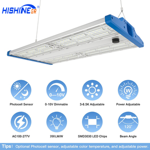 Hishine 300W 220V 12V LED luce alta baia quadrato nero dispositivo di efficienza per magazzino morsetti pendenti Perline riflettore in alluminio - Product Image 2