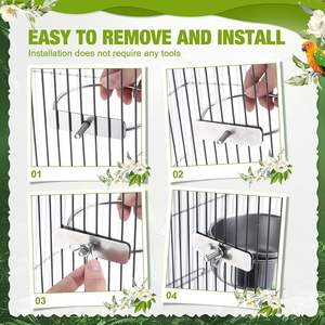 OEM ODM mangkuk burung besi tahan karat kandang gantung mangkuk makanan cangkir air hewan peliharaan kecil dapat dilepas untuk pengumpan mangkuk burung beo - Product Image 6