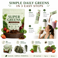 Poudre de superaliments au chocolat avec plus de 40 superaliments, spiruline, chlorelle, moringa, açaï, mélange beauté, sachets individuels