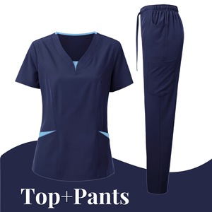 Unisex Scrub Set Short Sleeve V Neck With Pockets For Medical Dental Veterinary Workwear Size S XXL - Product Image 4