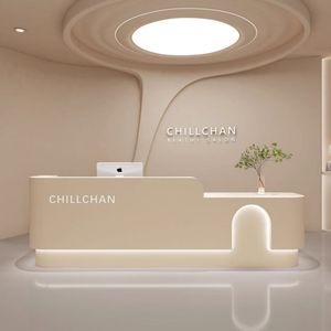 2025 Best Selling Custom Reception Desk Beauty Salon Counter Small Reception <b>Table</b> <b>Nail</b> Salon Circular Reception Desk - Product Image 3