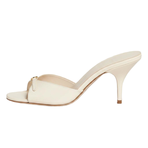 Mules à talons pour femmes en cuir verni avec boucle, à bride large, à enfiler, talon moyen, bout rond, vente en gros, OEM, personnalisables - Product Image 4