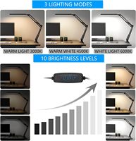 Lampe de bureau LED électrique moderne avec abat-jour en plastique ABS, à pince, pour la maison, le bureau, le dortoir, l'étude, la lecture, le dessin, à intensité variable