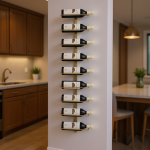 Estante de Pared para Botellas de Vino de Metal Dorado, 10 Botellas, Resistente al Óxido, Moderno y Minimalista, Almacenamiento para Bar - Product Image 2