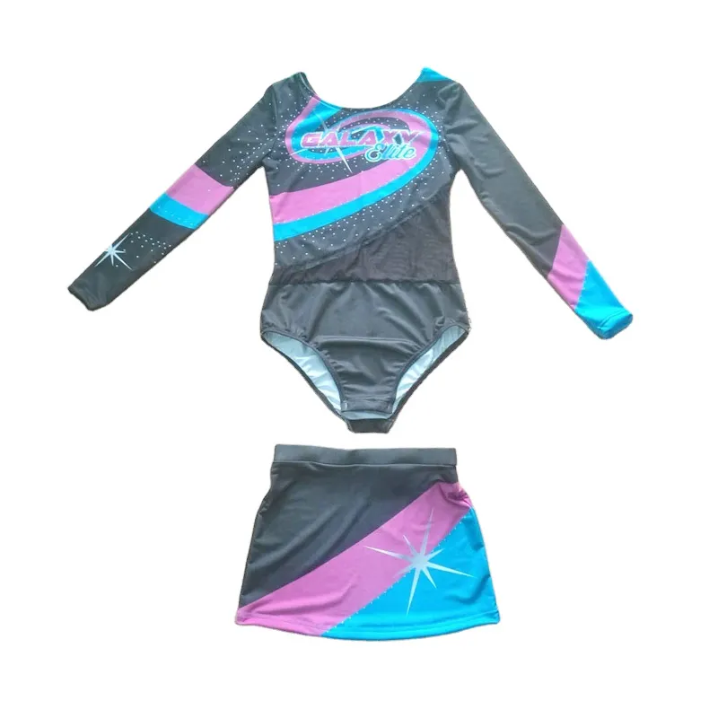 Cheer Team Wear uniforme da Cheerleading della scuola primaria in Spandex a maniche lunghe personalizzata