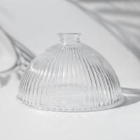 Abat-jour en verre transparent à nervures verticales en forme de cloche classique, couvercle de remplacement spécial pour lampes suspendues de style rétro pour salle à manger