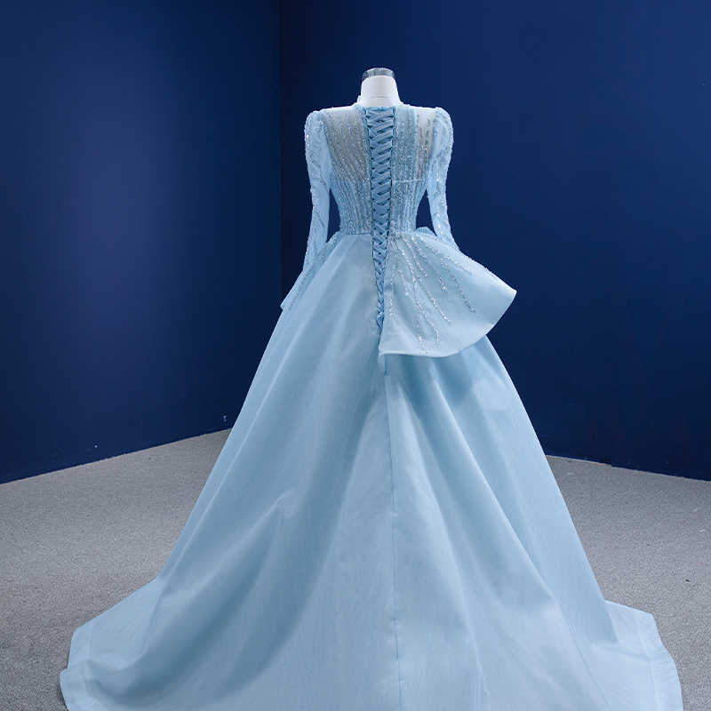 evening gown sequined long sleeve