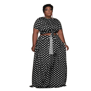 21227 Fournisseur : Ensemble deux pièces décontracté à pois, <span class=keywords><strong>tenue</strong></span> pour femmes grandes tailles - Product Image 5