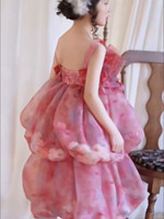 Tenues d'été pour filles 2026 Nouvelle robe de princesse mi-longue en fibre de polyester style fugitive, dos nu, motif floral, pour anniversaire