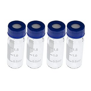 ขวดแก้วสำหรับเครื่อง HPLC แบบออโต้แซมพล์เปอร์ ขนาด 2 มล. แบบใส มีขีดบอกปริมาตร ฝาเกลียว  ซิลิโคนสีขาว  จุก PTFE สีแดง บรรจุ 100 ชิ้น/แพ็ค - Product Image 2