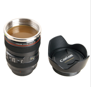 <span class=keywords><strong>Mug</strong></span> <span class=keywords><strong>isotherme</strong></span> 3D à double paroi noir, amusant, en acier inoxydable, pour eau, café, avec motif objectif d'appareil photo, idéal pour les voyages - Product Image 2