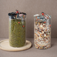 Pot de conservation alimentaire personnalisé en verre borosilicate transparent à large ouverture, vide, 500 ml, 750 ml, 1000 ml, avec couvercle en bambou