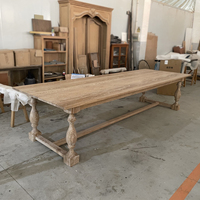 Table à manger rustique en chêne massif avec pieds sculptés, 8 places, pour la maison, l'hôtel et l'entrepôt