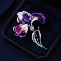 Broche Fleur d'Iris pour Femme, Bijou de Mode Exquis Haut de Gamme