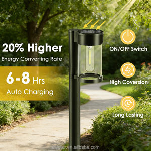 Lampes solaires d'extérieur Alecter en métal et verre, étanches, pour allées, jardins et décorations paysagères - Product Image 4