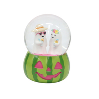 Boule à neige en résine mignonne d'Halloween, motif pastèque, impression de couple fantôme tropical, décor d'été pour boissons, B2B