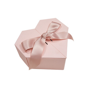 long pink heart shaped cardboard storage packaging gift boxes foldable bridesmaid gift box