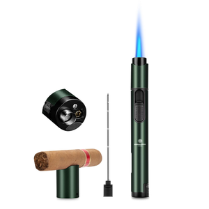 <b>Windproof</b> Powerful Jet Flame Torch <b>Lighters</b> with Cigar Holder Needle Metal Cigar <b>Lighter</b> - Product Image 1