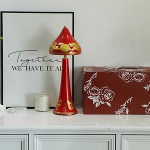 Lámpara de Mesa de Estilo Chino para Bodas, LED Rojo E27 con Interruptor, Lámpara Decorativa para Dormitorio o Sala de Estar - Product Image 4