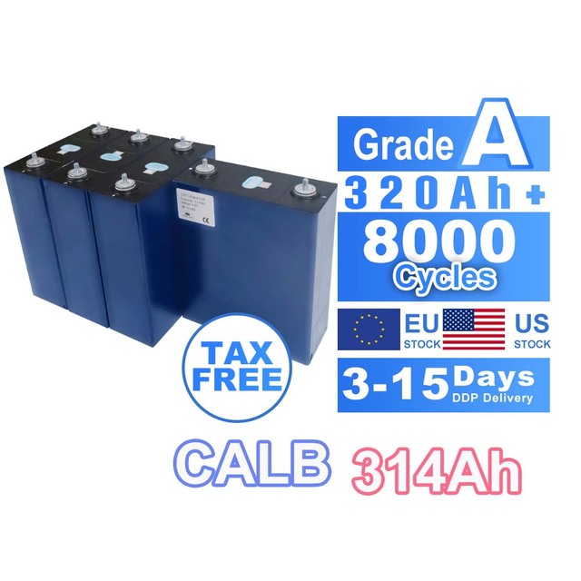 EU DDP Shipping For CALB 314Ah LiFePO4 Cells Single Pole 320~330Ah 3.2V 314Ah battery cells for 314Ah Model Cells EU STOCK