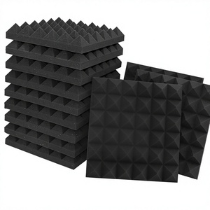 Akustikschaumplatten 12er-Pack 12x12x2 Zoll Schwarze Pyramiden-Form Feuerfeste Schalldämmende Wandplatten 25kg/m³ für Tonstudios - Product Image 1