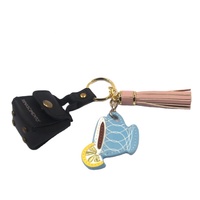 Kualitas tinggi tas Mini rumbai Lemon kopi rumbai 3 in 1 tas kulit gantungan kunci liontin tas kulit lucu dengan rumbai Keying