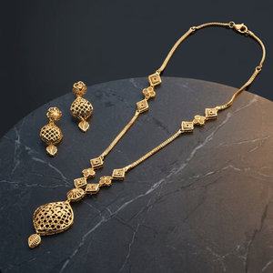 Wholesale 14K 18K 24K Gold Plated Long Necklaces Set Fashion Jewelry Traditional Jewelry Brass Gold Filled Jewelry Oro Joyeria - Product Image 3