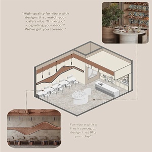 เคาน์เตอร์บาร์ร้านกาแฟแบบกำหนดเอง ทำจากไม้ MDF ดีไซน์ทันสมัย พร้อมไฟ LED สำหรับตกแต่งภายในร้าน - Product Image 2