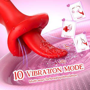 Vibratore per la lingua per donne, con 9 modalità di leccamento, vibrazione e succhiamento, a forma di rosa, stimolatore del punto G e del clitoride, per adulti - Product Image 2