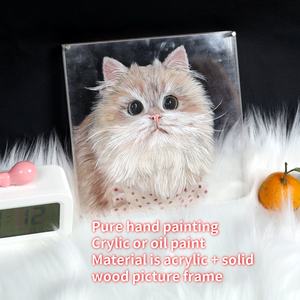 Benutzer definierte moderne Art Haustier Acryl realistische Porträt öl drei dimensionale geschichtete Kopf Körper Malerei Geschenk Bilderrahmen für Katzen - Product Image 3
