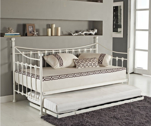 Meubles de salon en métal une place, <span class=keywords><strong>lit</strong></span> de jour blanc, avec ponceuse extractible, cadre de canapé-<span class=keywords><strong>lit</strong></span> - Product Image 2