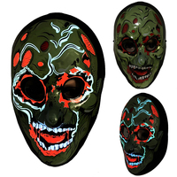 Masque LED effrayant pour Halloween, masque intégral, décorations du Jour des Morts